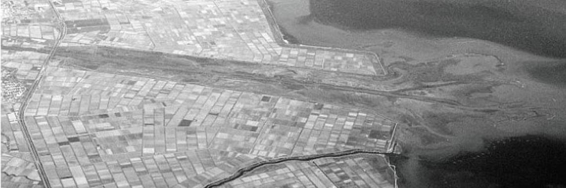 Poľnohospodárska činnosť na nivelačný ventilátor postavený pri rieke v blízkosti Solúna v Grécku (Fotografia: Csaba CENTERI 2010) Krajiny delty