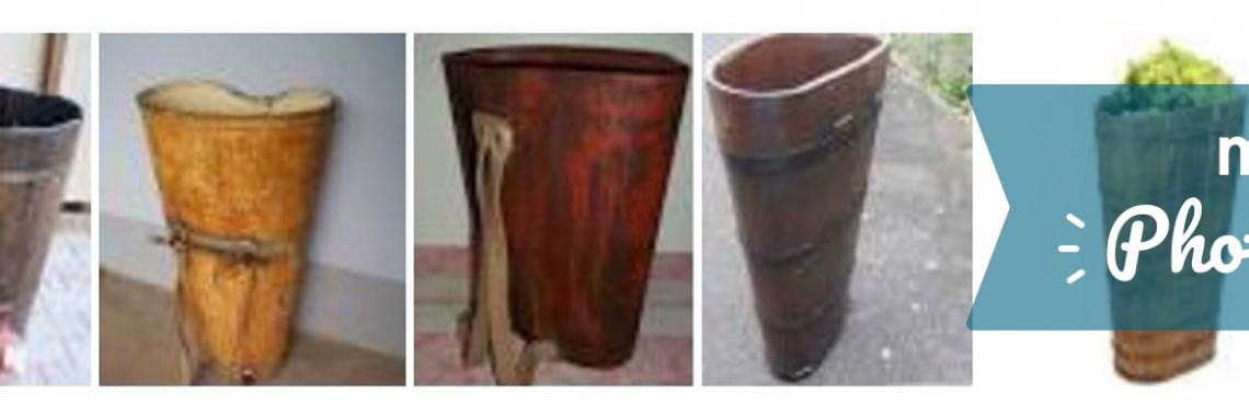 There is a great variety of tools and machines connected to wine production, especially on steep terraces, here a collection of "Kiepen" (collectors) (collection fishing Internet)